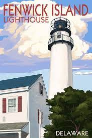 Fenwick Island Delaware - Lighthouse Art Prints Available In Multiple Sizes Fenwick Island Fenwick Island Delaware Lighthouse
