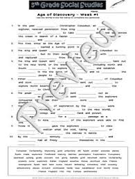Age Of Discovery Cloze Fill In The Blank 1 Social Studies Weekly No Prep Cloze Passages Social Studies 5th Grade Social Studies