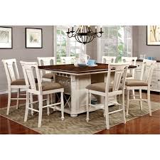 This particular 9 piece dining table set with 1 table and 8 dining room chairs. Furniture Of America Hendrix 9 Piece Wood Counter Height Dining Set In White Idf 3199wc Pt 9pc