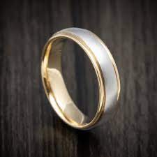 Two Tone 14k Yellow And White Gold Wedding Men S Band Yellow Gold Wedding Band Mens Gold Wedding Band White Gold Wedding