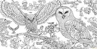 Two owls on tree coloring page. Animorphia Owls Hard Coloring Pages Hard Coloring Pages Coloring Pages For Kids And Adults