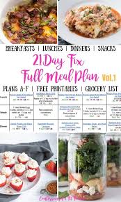 1,209 calories, 73 g protein, 123 g carbohydrates, 31 g . 21 Day Fix Meal Plan Vol 1 All Meals All Brackets Free Printables Confessions Of A Fit Foodie