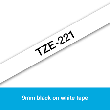 Brother Tze 221 Labelling Tape Cassette 9 Mm W X 8 M L Laminated Brother Genuine Supplies Black On White
