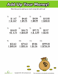 Add Up Your Money Worksheet Education Com Money Worksheets Kids Math Worksheets 4th Grade Math Worksheets