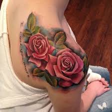 Floral, flower, lianne moule, pretty, red rose, shoulder. Top 40 Rose Tattoo On Shoulder For Girls
