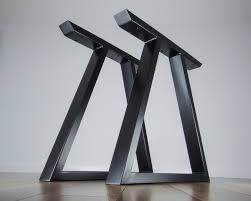 Metal Dining Table Legs Set Of 2 Triangle Shape Modern Steel Table Legs Industrial Table Base Iron Legs For Live Edge Metal Table Legs Dining Table Legs Metal Furniture Legs