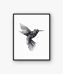 Tan Bird With Black And White Wings Minimalist Print Geometric Humming Bird Wall Art Printable Modern Black And White Poster Low Poly Scandinavian Nordric Print Geometry 2020