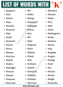 Words that Start with K | List of 120+ Common K Words with ESL ...