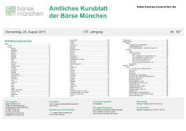 Amtliches Kursblatt Der Borse Munchen Manualzz