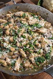 Cauliflower Gnocchi In Asiago Mushroom And Spinach Sauce Recipe Gnocchi Recipes Healthy Mushroom Recipes Healthy Gnocchi Recipes