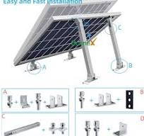 Solar Aluminum Adjustable 15/30 Degrees Front Rear Leg Solar Panel Support Frame Solar Mounting Leg Bracket for Any Flat Roof