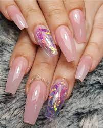 50 Awesome Coffin Nails Designs You Ll Flip For Pink Acrylic Nails Baby Pink Nails Glitter Accent Nails