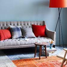 Blue And Orange Living Room With Tapestry Rug Living Room Decorating Ideas Ideal Home Blue And Orange Living Room Living Room Orange Grey And Orange Living Room