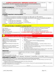 Type i (anaphylaxis) type iv (contact dermatitis) stinging insects (list): Allergy And Anaphylaxis Emergency Plan Form Fill Online Printable Fillable Blank Pdffiller