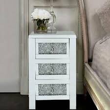 Get set for white bedroom furniture at argos. Glass Bedroom Table Mirrored Furniture Chest Of Drawer Bedside Cabinet Modern Uk Ebay