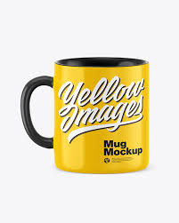 Download Glossy Coffee Cup Mockup In Cup Bowl Mockups On Yellow Images Object Mockups PSD Mockup Templates