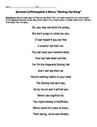 Harry Potter Sorting Hat Song Close Reading Harry Potter Sorting Harry Potter Sorting Hat Sorting Hat Song