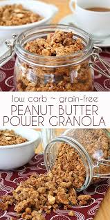 Who Says You Can T Have Granola On A Low Carb Diet This Grain Free Peanut Butter Power Granol Low Carb Peanut Butter Low Carb Granola Low Carb Recipes Dessert