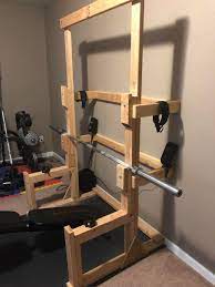 Reddit Homegym 2x4 Squat And Bench Rack I Built Found Has Worked Well For Me For About 4 Years Now Still Hold Diy Home Gym Gym Room At Home Home Made Gym
