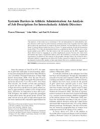 Prepare for a rewarding career in athletic administration, exercise science, health promotion or sport and recreation management with. Pdf Systemic Barriers In Athletic Administration An Analysis Of Job Descriptions For Interscholastic Athletic Directors