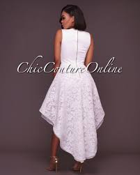 Chic Couture Online Lauren Off White Embroidery High Low Dress Http Www Chiccoutureonl White High Low Dress Simple White Dress Homecoming Dresses High Low