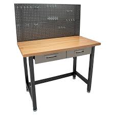 Werkbank mit zwei schubladen und ablage länge 140 cm breite 70 cm höhe 85 cm stärke der platte 30. Wisent Werkbank Mit Lochwand Und Schubladen Bei Bauhaus Kaufen