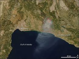 Map of turkey, satellite view. Forest Fire In Southern Turkey
