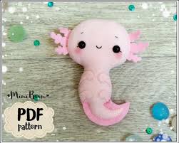 Cartoon kawaii of a cute snake cartoon illustration kawaii of a. Felt Axolotl Pattern Pdf Ocean Pattern Felt Cute Pattern Etsy