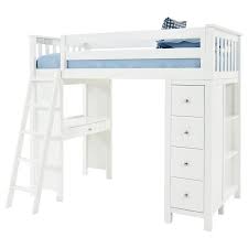 Full loft beds with desk; Haus White Twin Loft Bed W Desk Chest El Dorado Furniture