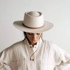 Wren Flat Brim Telescope Crown Hat Off White Hats For Women French Hat Crown Hat