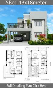 Home Design Plan 13x18m With 5 Bedrooms Home Ideas Homeinteriordesigns In 2020 Duplex House Design House Layout Plans Duplex House Plans