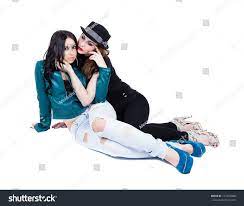 Two Adorable Lesbian Fondling Seated Isolated Stock Photo 141025888 |  Shutterstock