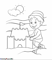 All coloring pages for this category: Boy Builds A Sandcastle Coloring Page