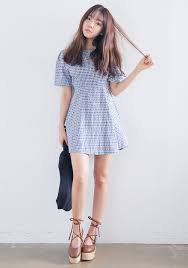 Stylenanda Checkered A Line Dress Latest Korean Fashion K Pop Styles Fashion Blog Fashion Korean Fashion Pop Fashion