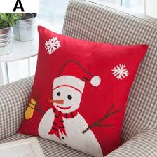 Red Christmas Throw Pillow For Home Decoration Christmas Snowman Embroidered Sofa Cushion Throw Pillows Christmas Decorative Pillows Christmas Christmas Pillow