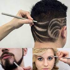 Fashion Hair Carving Pen Stainless Steel Hair And Beard Styles Shaved Hair Designs Hair Scissors