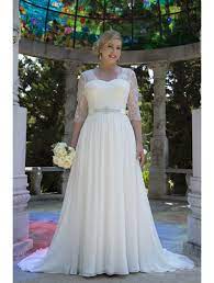 Informal Lace Chiffon Modest Plus Size Wedding Dresses With 3 4 Sleeves 2017 Big Size Reception Bri Best Wedding Dresses Wedding Dresses Plus Size Bridal Gowns