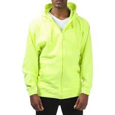 Pro Club Mens Comfort Full Zip Hood Small Safety Green