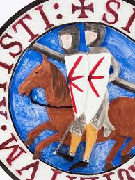 Kurz nach dem ersten kreuzzug stand der seeweg und die route na Malrelief Mittelalter Tempelritter Templerorder Mit Inschrift Der
