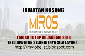 Pusat keselamatan jalan raya asean. Jawatan Kosong Institut Penyelidikan Keselamatan Jalan Raya Malaysia Miros 08 Januari 2018