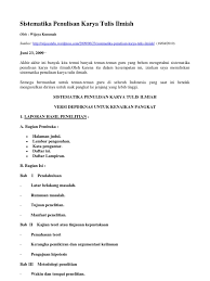 Lampiran pada karya tulis ilmiah. Sistematika Penulisan Karya Tulis Ilmiah