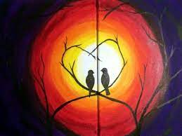 Love Birds Partner Paint Party Couples Canvas Painting Paint Party Couple Painting