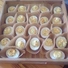No Deviled Egg Tray No Worries I Used Cupcake Holders Definitely Something Macgyver Would Food Wedding Reception Food Appetizers Diy Wedding Reception Food