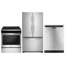 Whirlpool 33 22 1 Cu Ft French Door Refrigerator Electric Range Dishwasher Stainless French Door Refrigerator Stainless Steel Dishwasher Electric Range