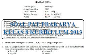Soal pilihan ganda bahasa indonesia kelas 7 semester 2 1. Soal Dan Kunci Jawaban Pat Prakarya Smp Kelas 8 Kurikulum 2013 Tahun Pelajaran 2018 2019 Didno76 Com