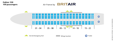 air france airlines fokker 100 aircraft seating chart