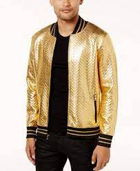 Jacket By Inc International Concepts Bomber Jacket Gold Chevron Mens Gold