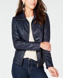 Style Co Faux Leather Moto Jacket Created For Macy S Reviews Jackets Blazers W Faux Leather Moto Jacket Blazer Jackets For Women Blue Leather Jacket