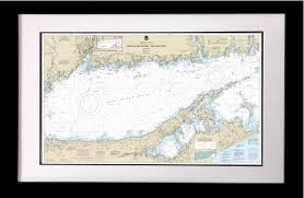 framed long island nautical chart