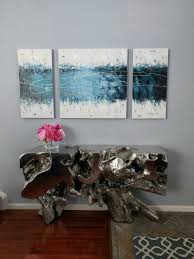 Z Gallerie Sequoia Console Table In Silver Peony Flowers Abstract Painting Console Table House Design Decor